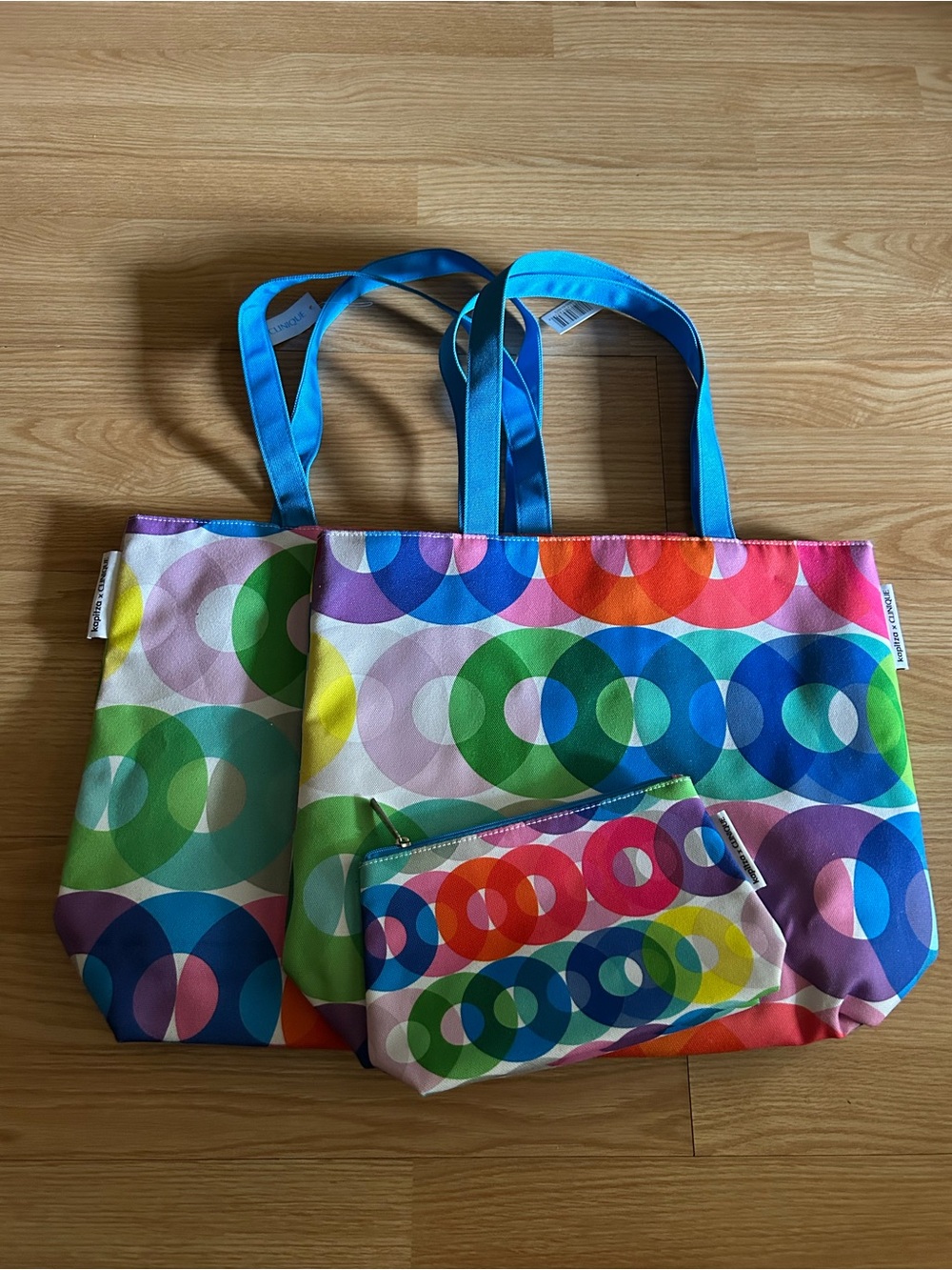 NEW Kapitza x Clinique Colorful 3 Piece Tote Bags